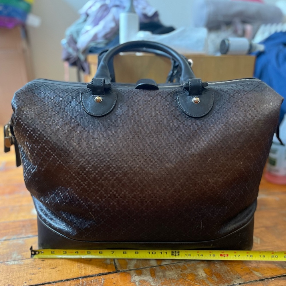 Gucci Diamante Leather Brown Weekender Travel Bag Duffle - Picture 3 of 17